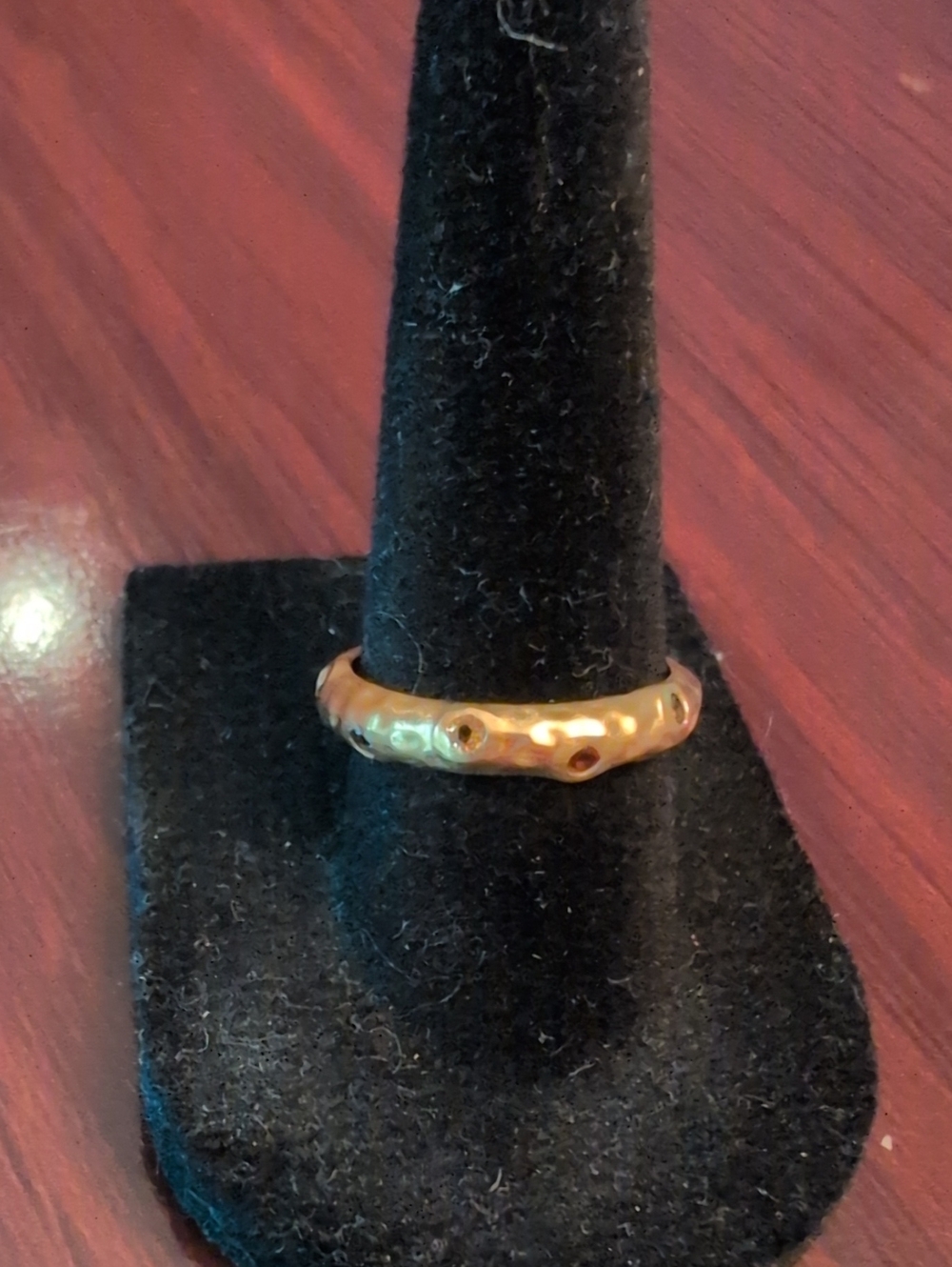 Gold Textured Dome Band Ring 925 Stamped- Women's Jewelry